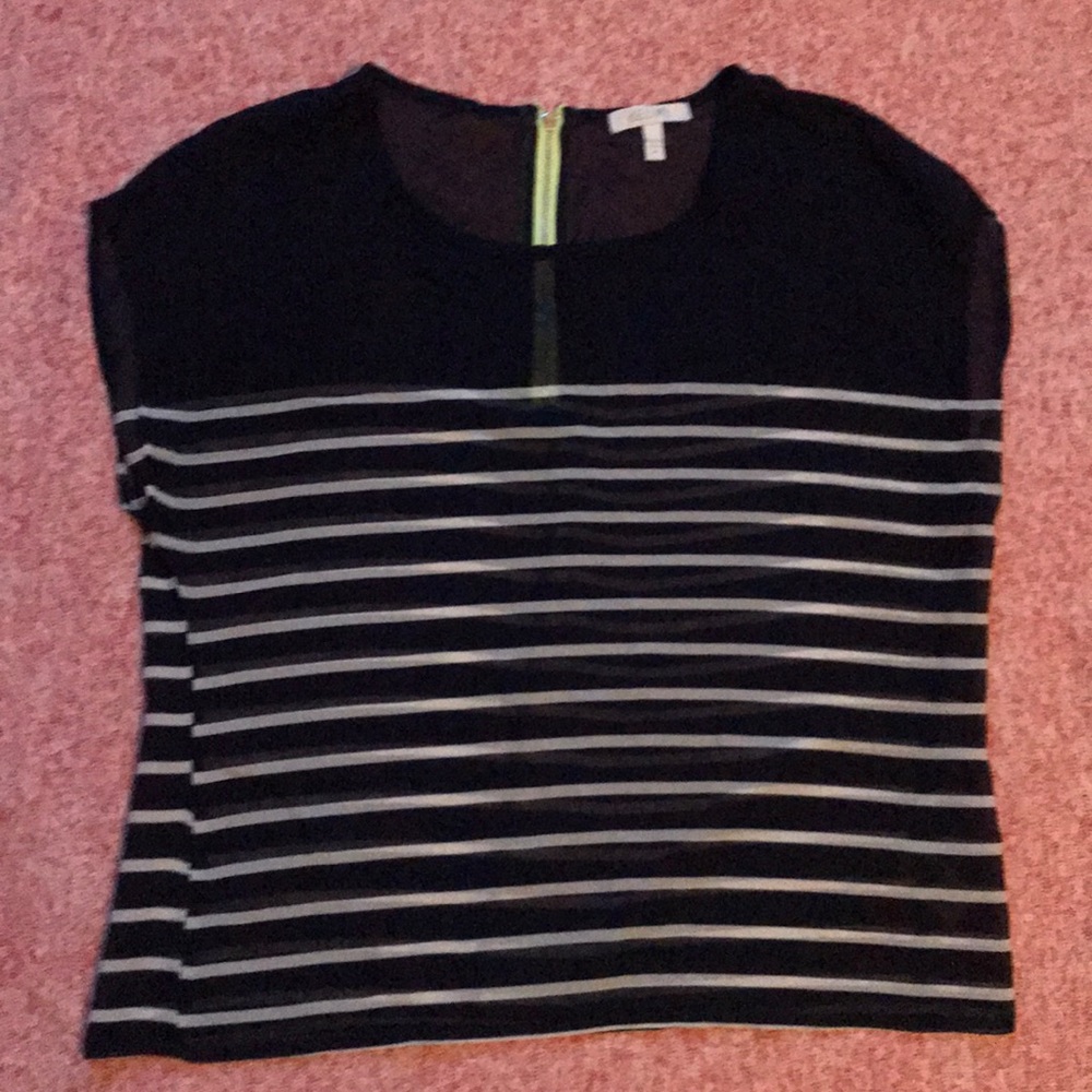 Navy and white striped dress shirt